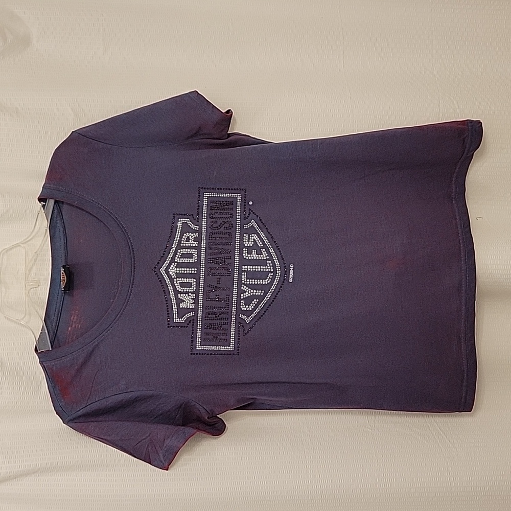 Harley-Davidson Women's Embellished Short Sleeve Tee - Washed Dragonberry size M
